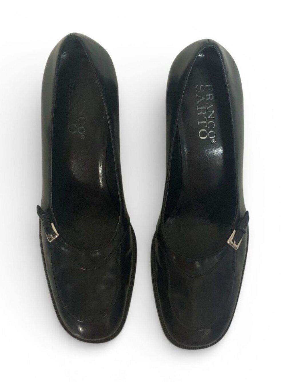 Franco Sarto Women's Classic Black Block Heel Pump Shoes  3 1/2" Heel Sz 10 1/2 - Picture 9 of 13